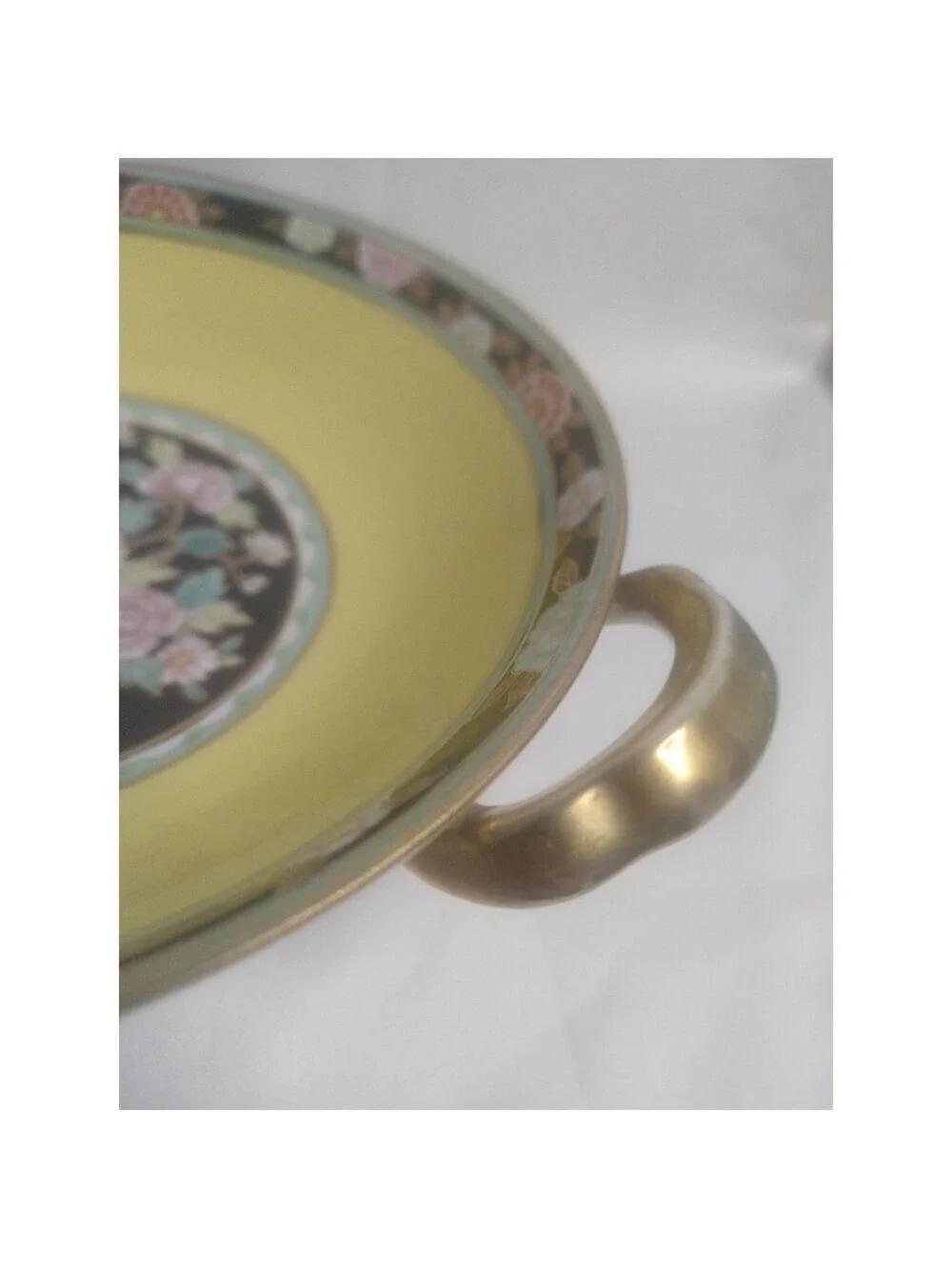 Nippon Hand Painted Floral Yellow Pedestal Serving Bowl